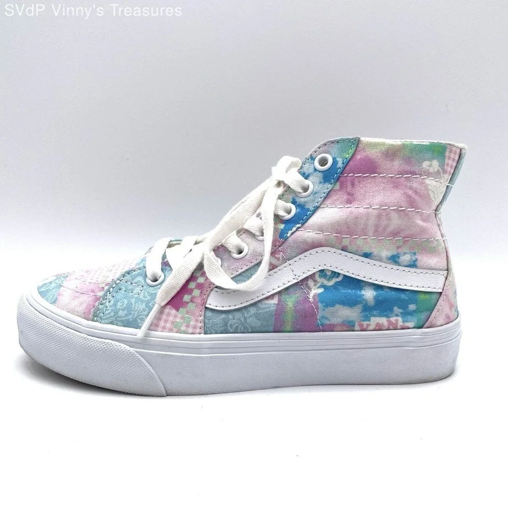 Vans Sk8-Hi VR3 Patchwork Pastel Pink Blue High Top Sneakers Womens Size 7